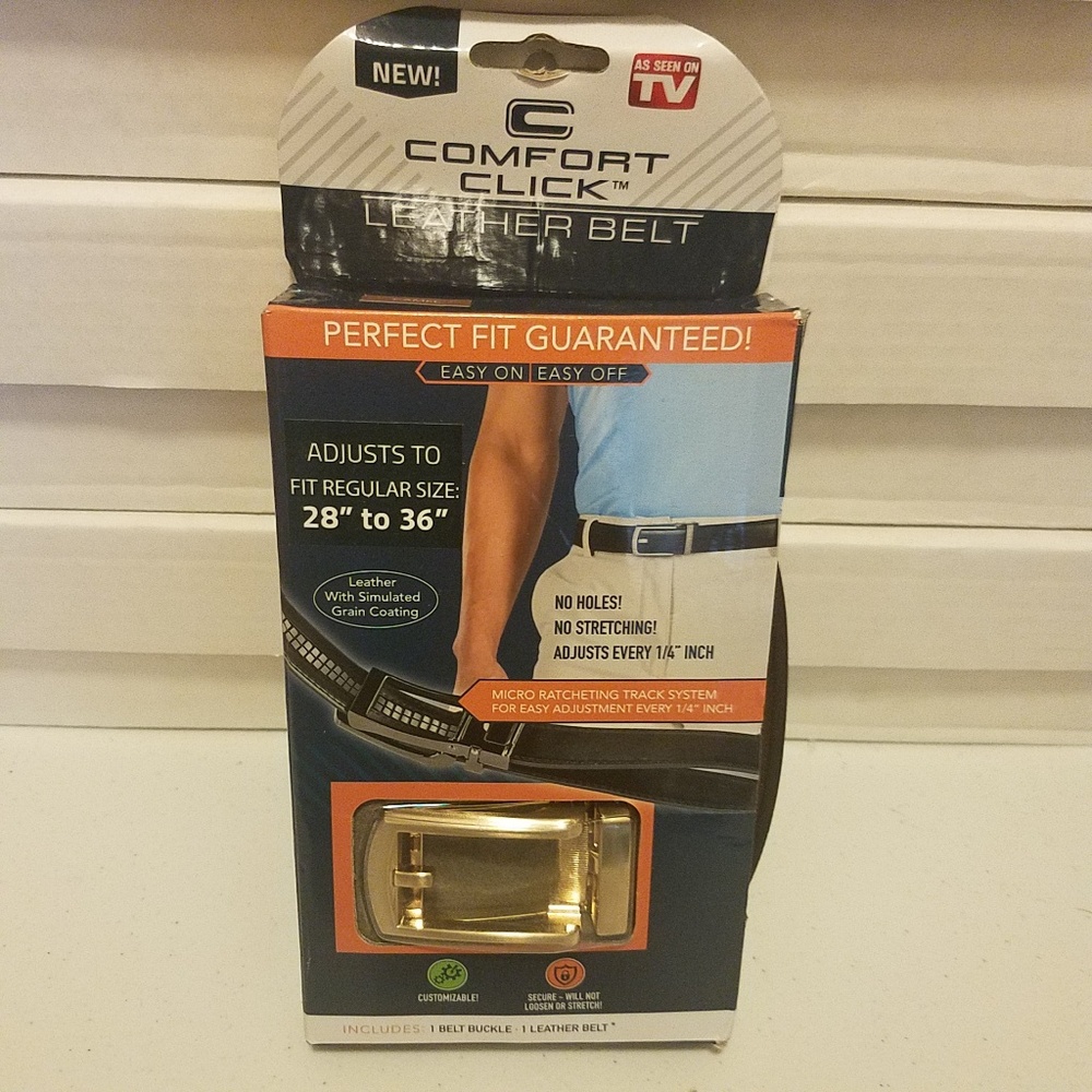 Comfort Click Leather Belt Carmel 28"- 36"